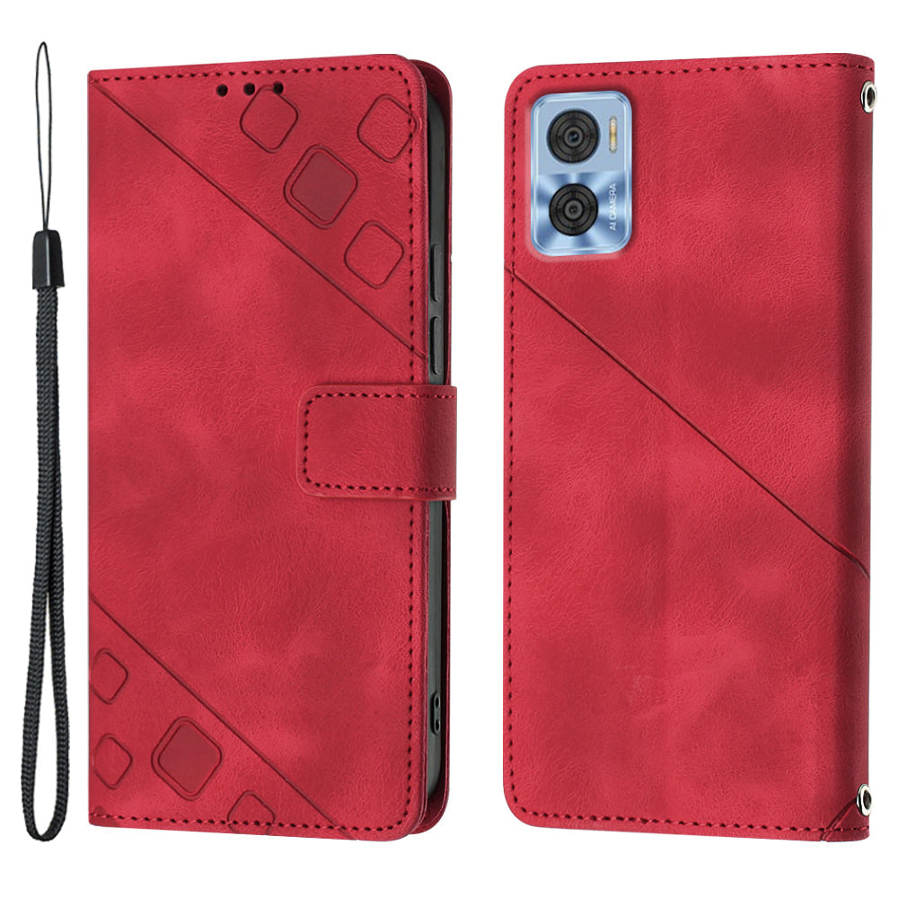 PT005 YB Imprinting Series-6 Stand Shell for Motorola Moto E22 4G E22i 4G Skin Touch Leather Wallet Protective Case PT005 YB Imprinting Series-6 Stand Shell for Motorola Moto E22 4G E22i 4G Skin Touch Leather Wallet Protective Case